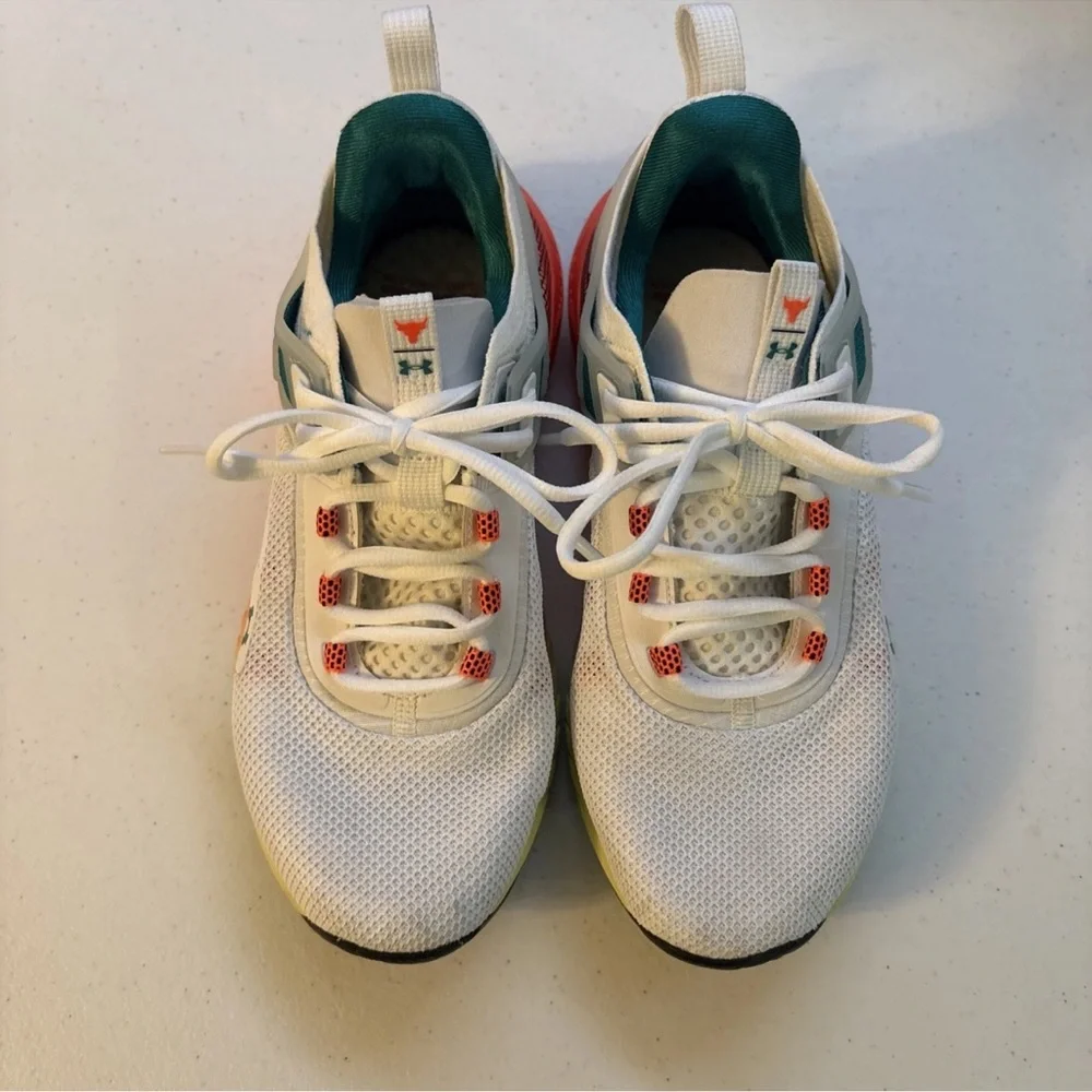 Under Armour White Teal Coral Gradient Athletic Shoes